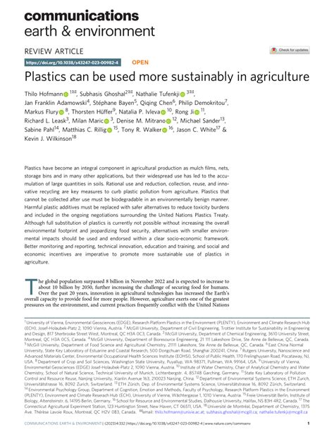 Plastics can be used more sustainably in agriculture.